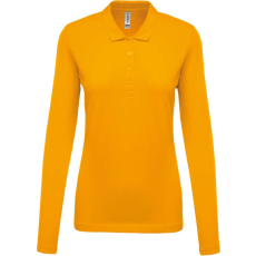 KARIBAN Női galléros hosszú ujjú piké póló, Kariban KA257, Yellow-2XL