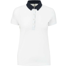 KARIBAN Női galléros jersey póló, kontrasztos gallérral, Kariban KA261, White/Navy-XL női póló