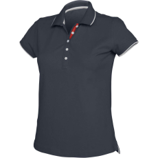 KARIBAN Női galléros piké póló, kontrasztcsíkos szélekkel, Kariban KA252, Navy/White/Red-S