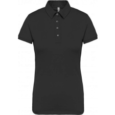 KARIBAN Női galléros rövid ujjú jersey póló, Kariban KA263, Black-XS női póló