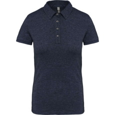 KARIBAN Női galléros rövid ujjú jersey póló, Kariban KA263, French Navy Heather-2XL
