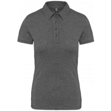 KARIBAN Női galléros rövid ujjú jersey póló, Kariban KA263, Grey Heather-M női póló
