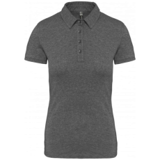 KARIBAN Női galléros rövid ujjú jersey póló, Kariban KA263, Grey Heather-XS