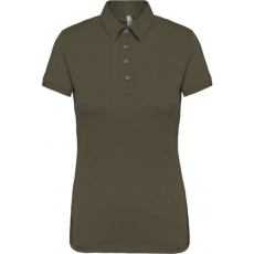 KARIBAN Női galléros rövid ujjú jersey póló, Kariban KA263, Light Khaki-L