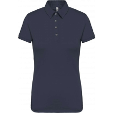 KARIBAN Női galléros rövid ujjú jersey póló, Kariban KA263, Navy-2XL