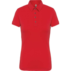KARIBAN Női galléros rövid ujjú jersey póló, Kariban KA263, Red-XS