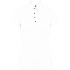 KARIBAN Női galléros rövid ujjú jersey póló, Kariban KA263, White-M