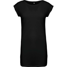 KARIBAN Női hosszú pólóruha, rövid ujjú, Kariban KA388, Black-S/M