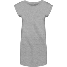 KARIBAN Női hosszú pólóruha, rövid ujjú, Kariban KA388, Light Grey Heather-L/XL