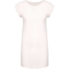 KARIBAN Női hosszú pólóruha, rövid ujjú, Kariban KA388, Off White-L/XL