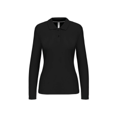 KARIBAN Női hosszú ujjú galléros piké póló, Kariban KA244, Black-M