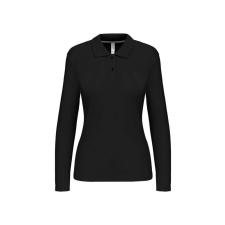 KARIBAN Női hosszú ujjú galléros piké póló, Kariban KA244, Black-XL női póló