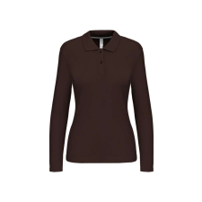 KARIBAN Női hosszú ujjú galléros piké póló, Kariban KA244, Chocolate-2XL női póló