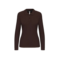 KARIBAN Női hosszú ujjú galléros piké póló, Kariban KA244, Chocolate-3XL