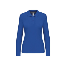 KARIBAN Női hosszú ujjú galléros piké póló, Kariban KA244, Light Royal Blue-L