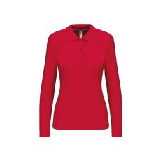 KARIBAN Női hosszú ujjú galléros piké póló, Kariban KA244, Red-XL