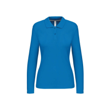 KARIBAN Női hosszú ujjú galléros piké póló, Kariban KA244, Tropical Blue-XL női póló