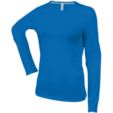 KARIBAN Női hosszú ujjú kereknyakú pamut póló, Kariban KA383, Light Royal Blue-S női póló