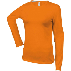 KARIBAN Női hosszú ujjú kereknyakú pamut póló, Kariban KA383, Orange-XL