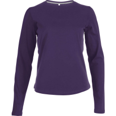 KARIBAN Női hosszú ujjú kereknyakú pamut póló, Kariban KA383, Purple-2XL
