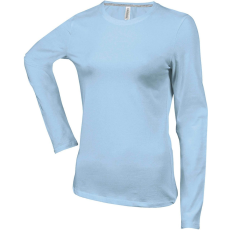 KARIBAN Női hosszú ujjú kereknyakú pamut póló, Kariban KA383, Sky Blue-XL