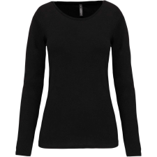 KARIBAN Női hosszú ujjú kereknyakú sztreccs póló, Kariban KA3017, Black-2XL női póló