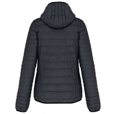 KARIBAN Női kapucnis bélelt meleg és ultrakönnyű kabát , Kariban KA6111, Marl Dark Grey-XL