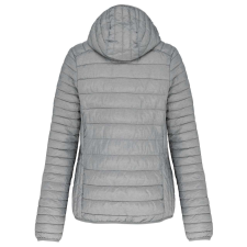 KARIBAN Női kapucnis bélelt meleg és ultrakönnyű kabát , Kariban KA6111, Marl Silver-XL női dzseki, kabát