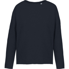 KARIBAN Női laza szabású környakas pulóver, Kariban KA471, Navy-L/XL