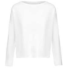 KARIBAN Női laza szabású környakas pulóver, Kariban KA471, Off White-L/XL női pulóver, kardigán