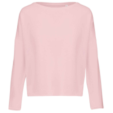 KARIBAN Női laza szabású környakas pulóver, Kariban KA471, Pale Pink-L/XL női pulóver, kardigán
