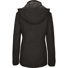KARIBAN Női levehető kapucnis bélelt kabát, Kariban KA6108, Black-S női dzseki, kabát