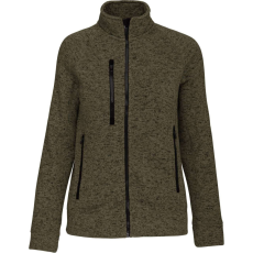 KARIBAN Női poliészter cipzáras dzseki, Kariban KA9107, Dark Khaki Melange-XS