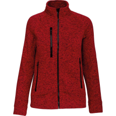 KARIBAN Női poliészter cipzáras dzseki, Kariban KA9107, Red Melange-XS