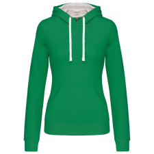 KARIBAN Női pulóver kontrasztos bélésű kapucnival, Kariban KA465, Light Kelly Green/White-2XL női pulóver, kardigán