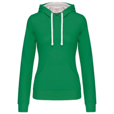 KARIBAN Női pulóver kontrasztos bélésű kapucnival, Kariban KA465, Light Kelly Green/White-XL női pulóver, kardigán