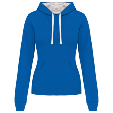 KARIBAN Női pulóver kontrasztos bélésű kapucnival, Kariban KA465, Light Royal Blue/White-XS női pulóver, kardigán