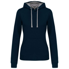 KARIBAN Női pulóver kontrasztos bélésű kapucnival, Kariban KA465, Navy/Fine Grey-S női pulóver, kardigán