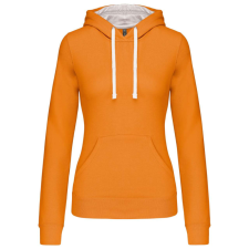 KARIBAN Női pulóver kontrasztos bélésű kapucnival, Kariban KA465, Orange/White-XS női pulóver, kardigán