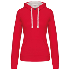 KARIBAN Női pulóver kontrasztos bélésű kapucnival, Kariban KA465, Red/White-XL női pulóver, kardigán