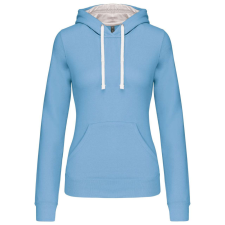 KARIBAN Női pulóver kontrasztos bélésű kapucnival, Kariban KA465, Sky Blue/White-L női pulóver, kardigán