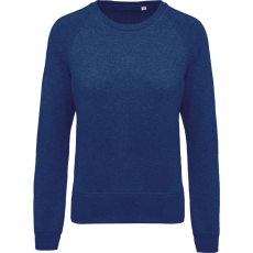 KARIBAN Női raglános organikus környakas pulóver, Kariban KA481, Ocean Blue Heather-M