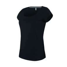 KARIBAN Női rövid ujjú, csónak nyakú pamut póló, Kariban KA384, Black-2XL