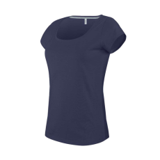 KARIBAN Női rövid ujjú, csónak nyakú pamut póló, Kariban KA384, Navy-3XL