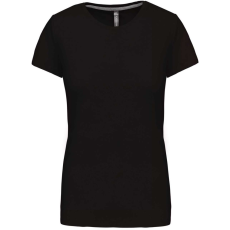 KARIBAN Női rövid ujjú környakas pamut póló, Kariban KA380, Black-2XL
