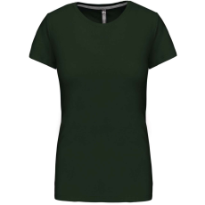 KARIBAN Női rövid ujjú környakas pamut póló, Kariban KA380, Forest Green-S