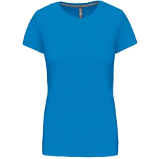 KARIBAN Női rövid ujjú környakas pamut póló, Kariban KA380, Tropical Blue-XL