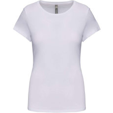 KARIBAN Női rövid ujjú környakas sztreccs póló, Kariban KA3013, White-M