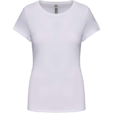 KARIBAN Női rövid ujjú környakas sztreccs póló, Kariban KA3013, White-XL női póló