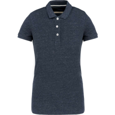 KARIBAN Női vitage hatású galléros piké póló, Kariban KV2207, Night Blue Heather-XS